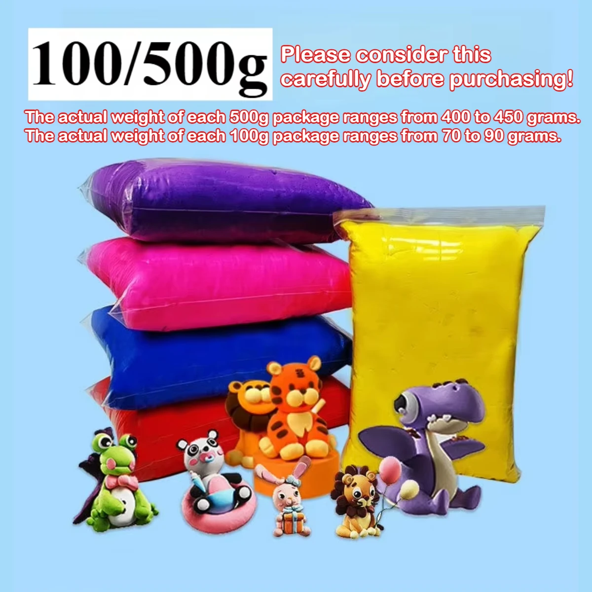 100/500g  Air Dry Clay Large Pack DIY Hand Modeling Clay Non-toxic Soft Play Dough Space Mud Kids Craft Toy Wholesale