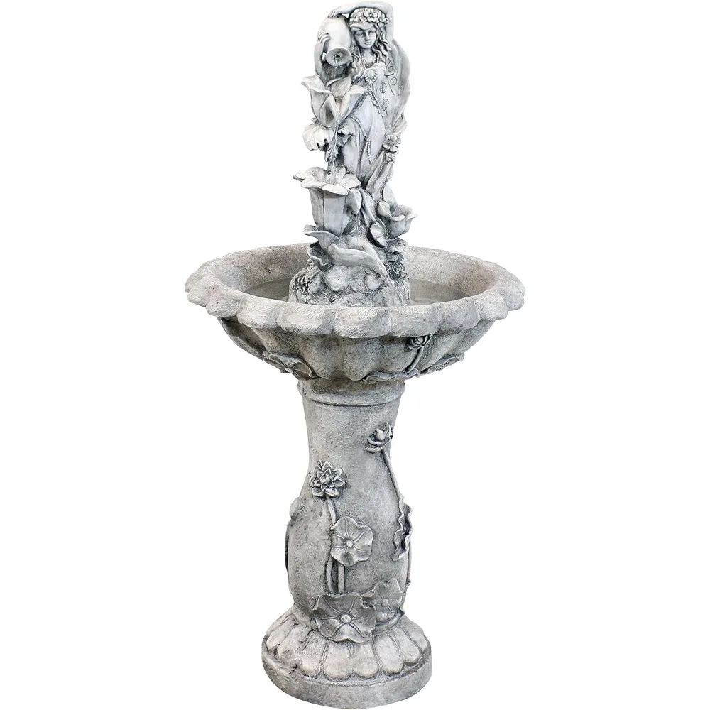 

Fairy Flower Solar Water Fountain - 42-Inch Outdoor Water Feature with LED Light - for Garden, Patio, Decks