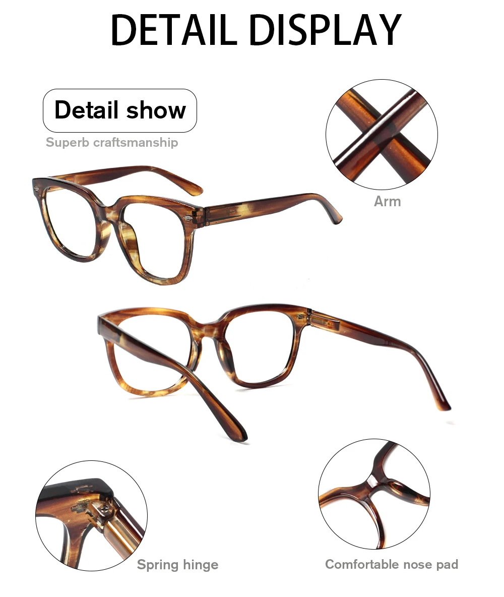 Boncamor Unisex Reading Glasses Retro Rectangular Frame Anti-Blue Light Eyeglasses Optical Computer Gaming Goggles