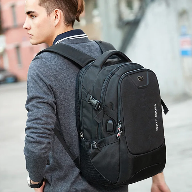 

Мужской рюкзак большой емкости, водонепроницаемый рюкзак для ноутбука, зарядка через USB, сумка для деловых поездок, пешего туризма, эргономичный противоударный рюкзак