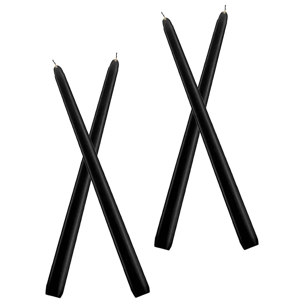 

4 Pcs Taper Candles Tapered Wax Unscented Wedding Black Paraffin Centerpiece Table Decorations