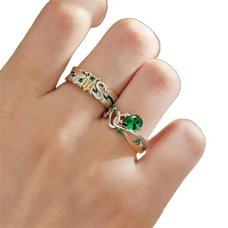 Slytherin Rings Woman Draco Malfoy Ring for Women Green Snake Accesorios Party Fashion Trend Metal Jewellery Cos Lovers Gifts - view 3