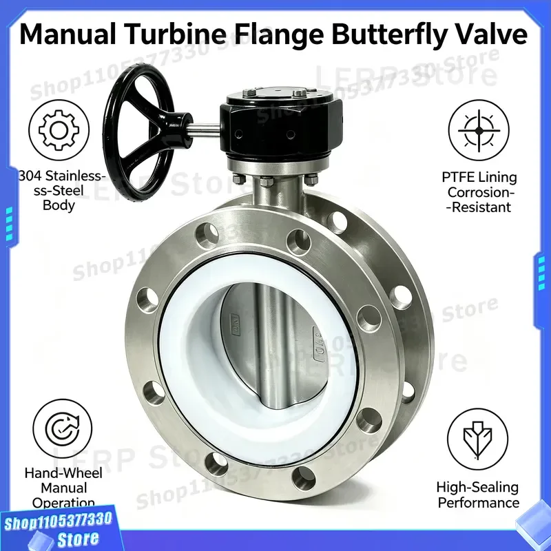 Stainless Steel Flanged Butterfly Valve Worm Gear Driven PTFE Seal for Corrosive Fluids Seawater Industrial Pipeline Control
