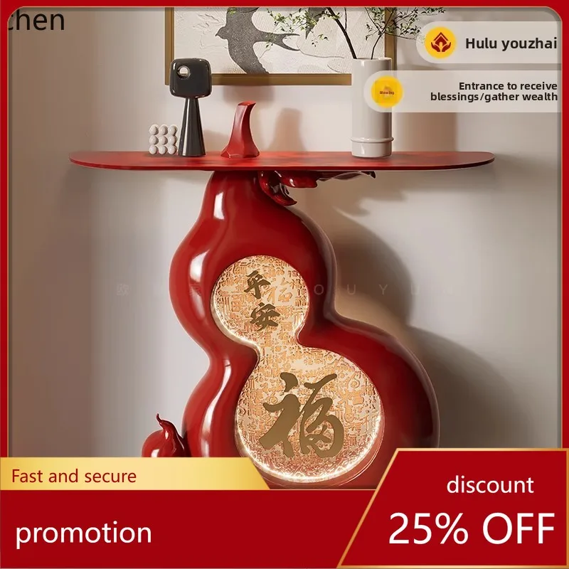 CZ Baifu Gourd Entryway Table Entrance Door Living Room Feng Shui Villa Entryway Cabinet New Chinese Style Entryway Table