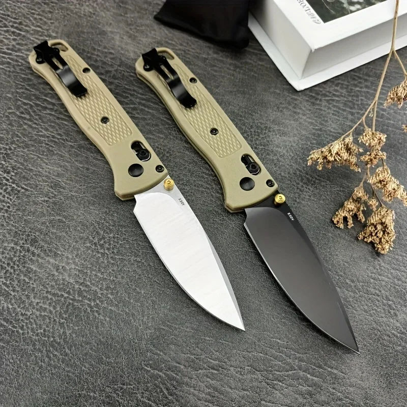 BM 535 Folding EDC Pocket Knife 440C Blade Khaki Nylon Fiber Handle High Quality Camping Outdoor Survival Utility Knives Tools