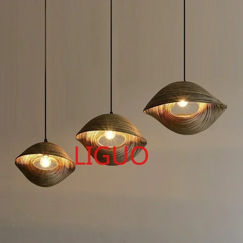 Bamboo Shell Pendant Lights Southeast Asia Handmade Hanglamp For Bedroom Dining Room Vintage Home Decor Loft Hanging Luminaire