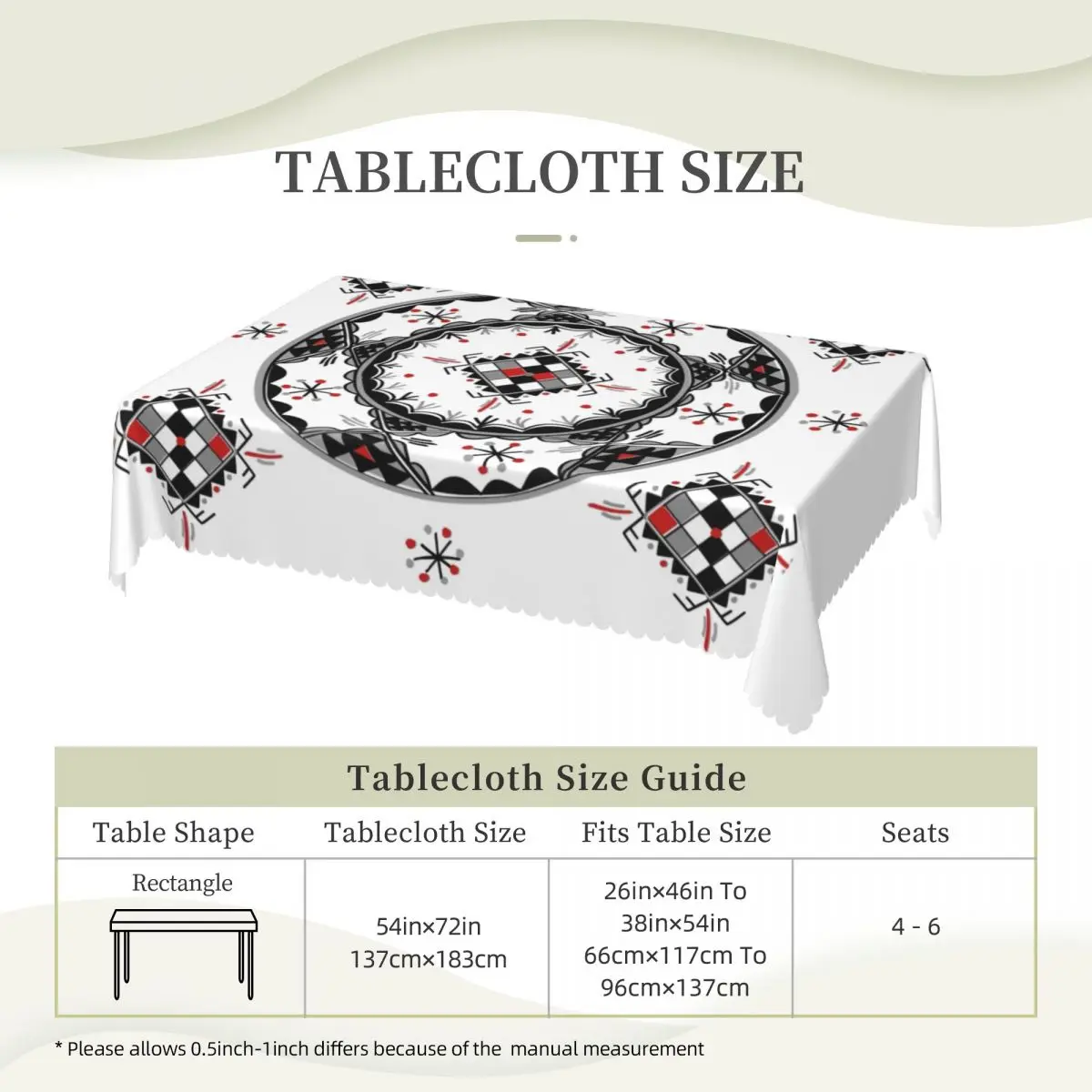 Custom Kabyle Pottery Pattern Rectangular Tablecloth Oilproof Table Cloth Geometric Amazigh Table Cover