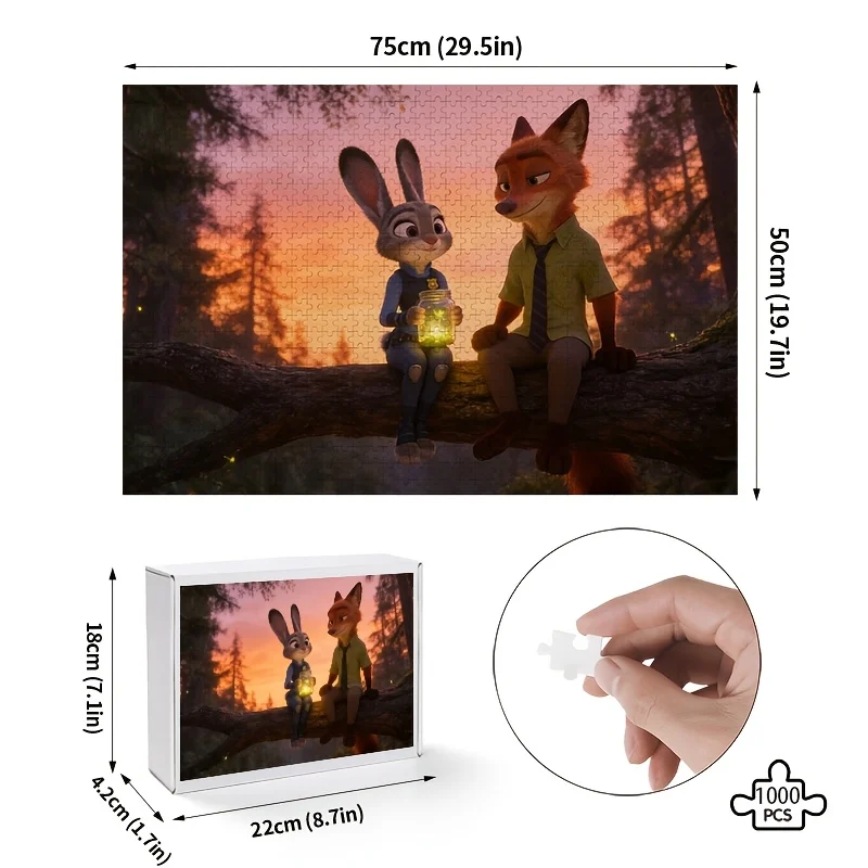 1000pcs Disney' Wildebeest Resort (Zootopia) Judy & Nick Puzzle - Challenging Suitable for &, DIY Brain, Birthday Gift, / for