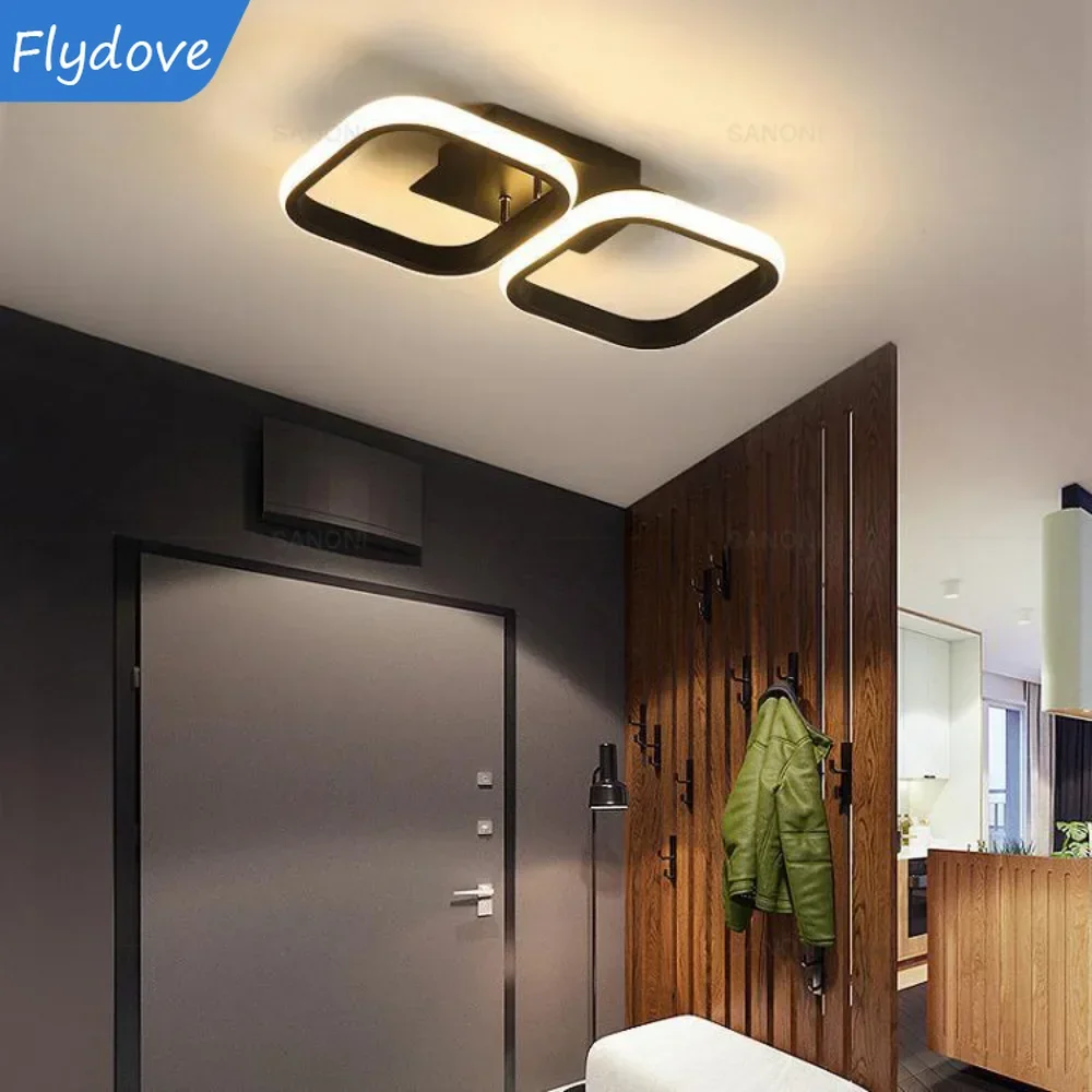 Nowoczesne czarno-białe lampy sufitowe LED Żyrandole Przejście Przedpokój Sypialnia Salon Jadalnia Schody Wystrój wnętrz Lustre Oprawy