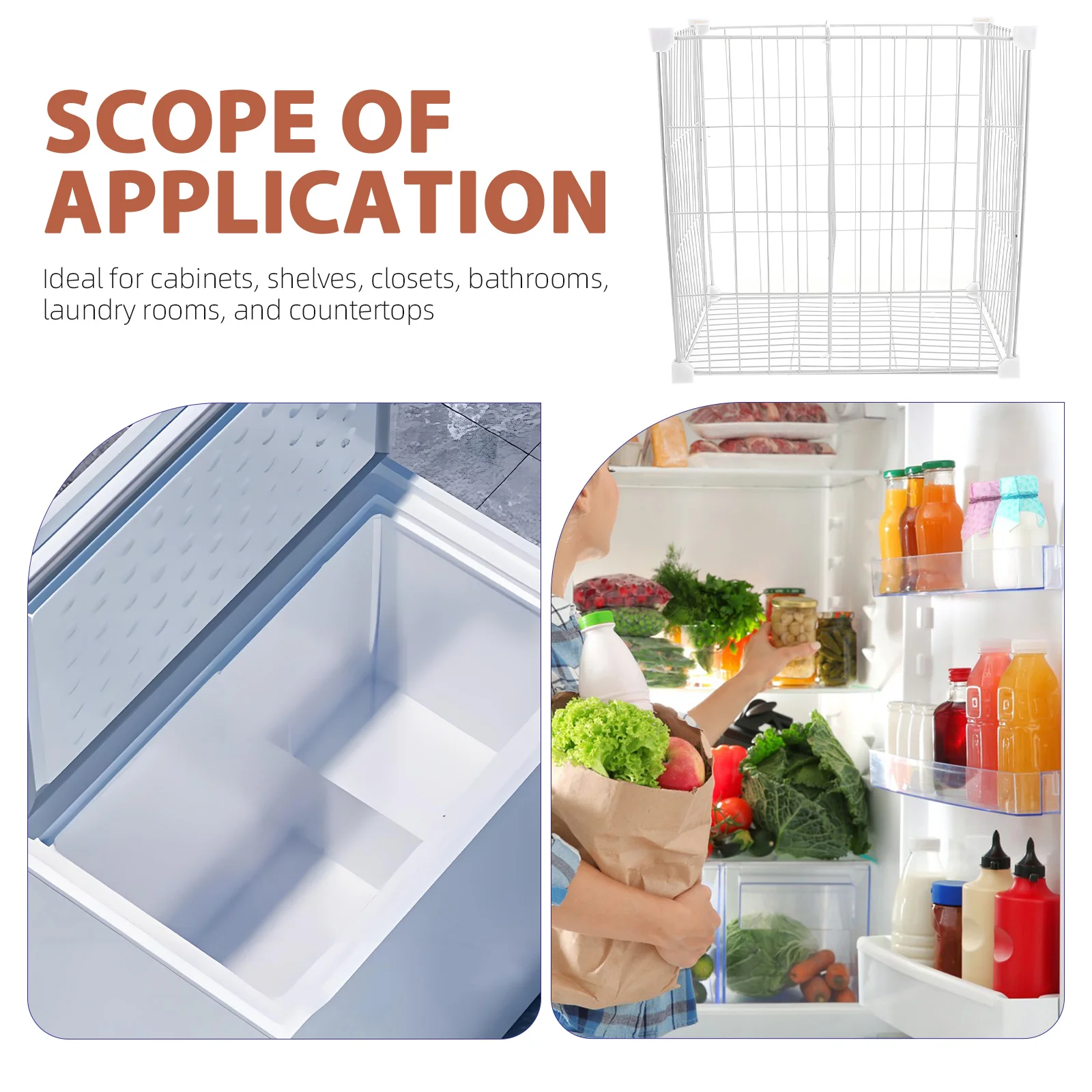 

Fridge Freezer Baskets Ice Storage Bin Organizer Chest Freezer Multifunctional Grid Design Bottom Basket Space Saving