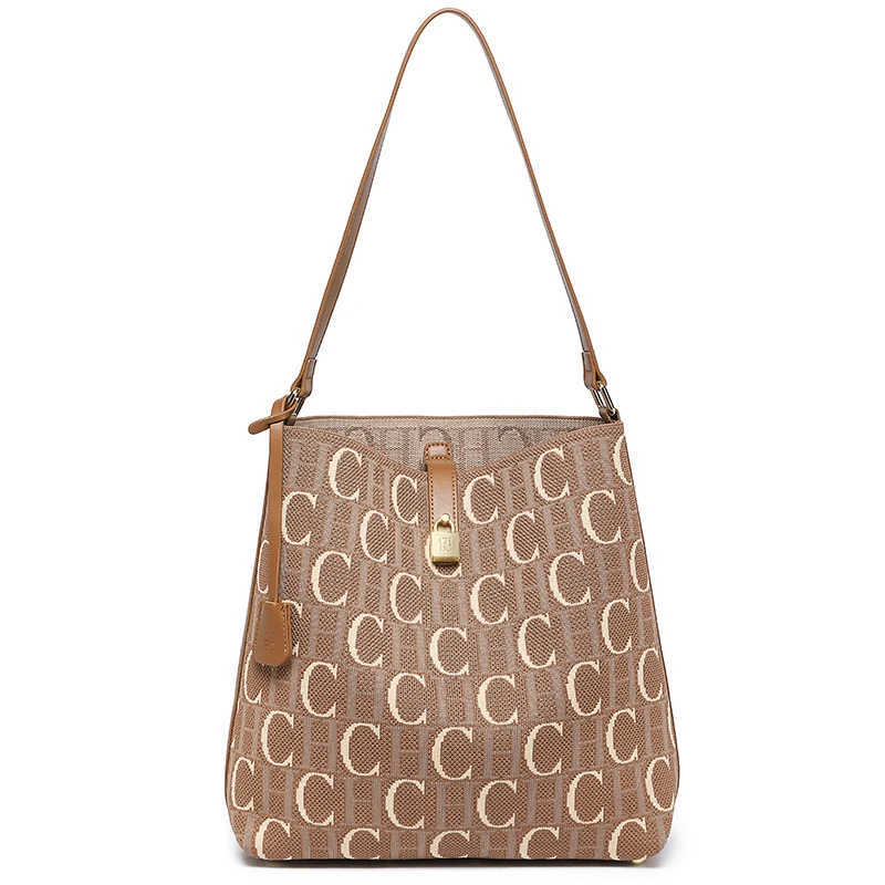 

Винтажная сумка-хобо с монограммой, дизайнерская женская сумка через плечо с металлическим замком, прочная универсальная сумка-тоут для работы/выходных