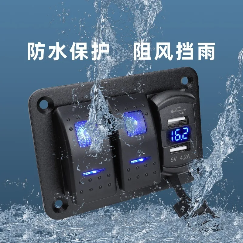 12 فولت/24 فولت سيارة لوحة التبديل 4.2A شاحن يو اس بي تشغيل/إيقاف الدائرة الروك سيارة Rv البحرية LED لوحة مفتاح متأرجح قافلة تخييم الملحقات