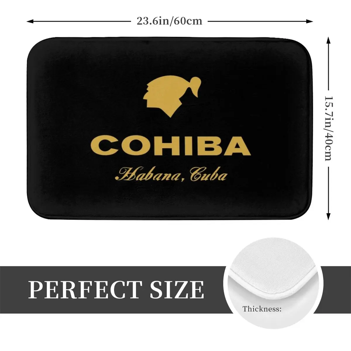 Cohiba Habana Cuba Cigar Non-slip Doormat Floor Mat Cushion Carpet Rug for Kitchen Entrance Home Balcony Footpad Mats