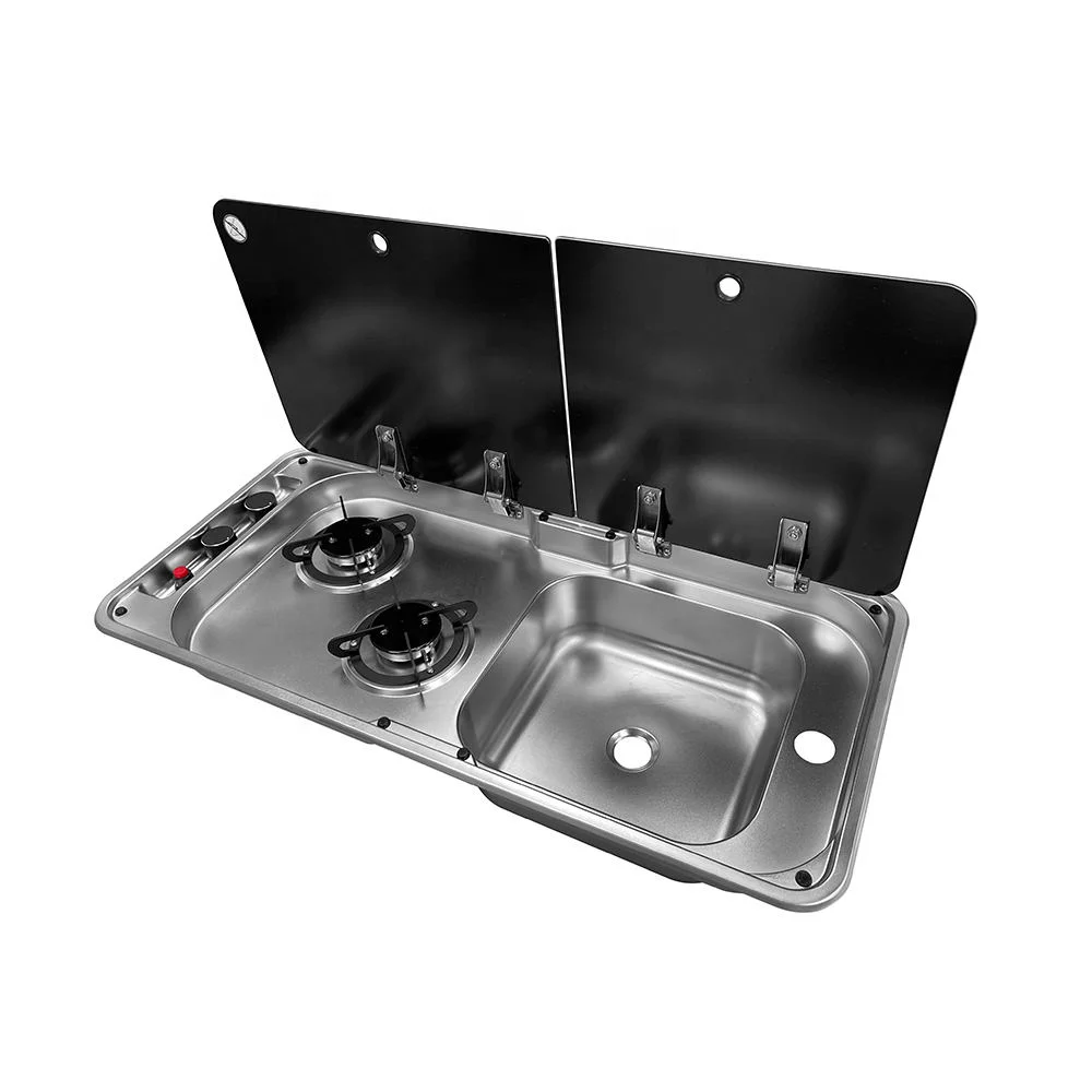 RV Copper Sink With Dual-Burner Gas Stove-Waterproof & Lightweight For Caravan RV