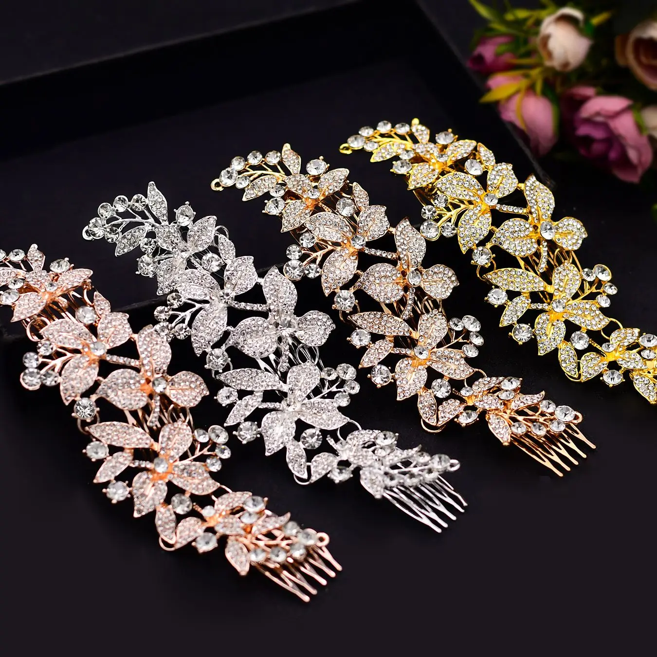 TRIXY HP301 Blume Headwear Hochzeit Stirnband für Braut Kristall Perlen Frauen Tiara Braut Kopfschmuck Haar Schmuck Zubehör