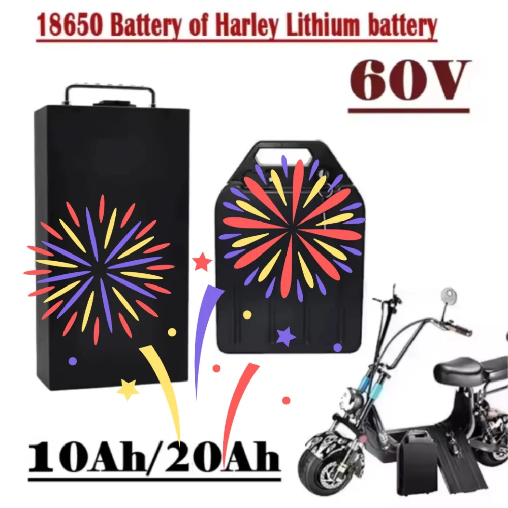 Waterproof 60V Lithium Battery 20Ah/10ah for Harley Citycoco Electric Motorcycle 18650 Cells Scooter Compatible