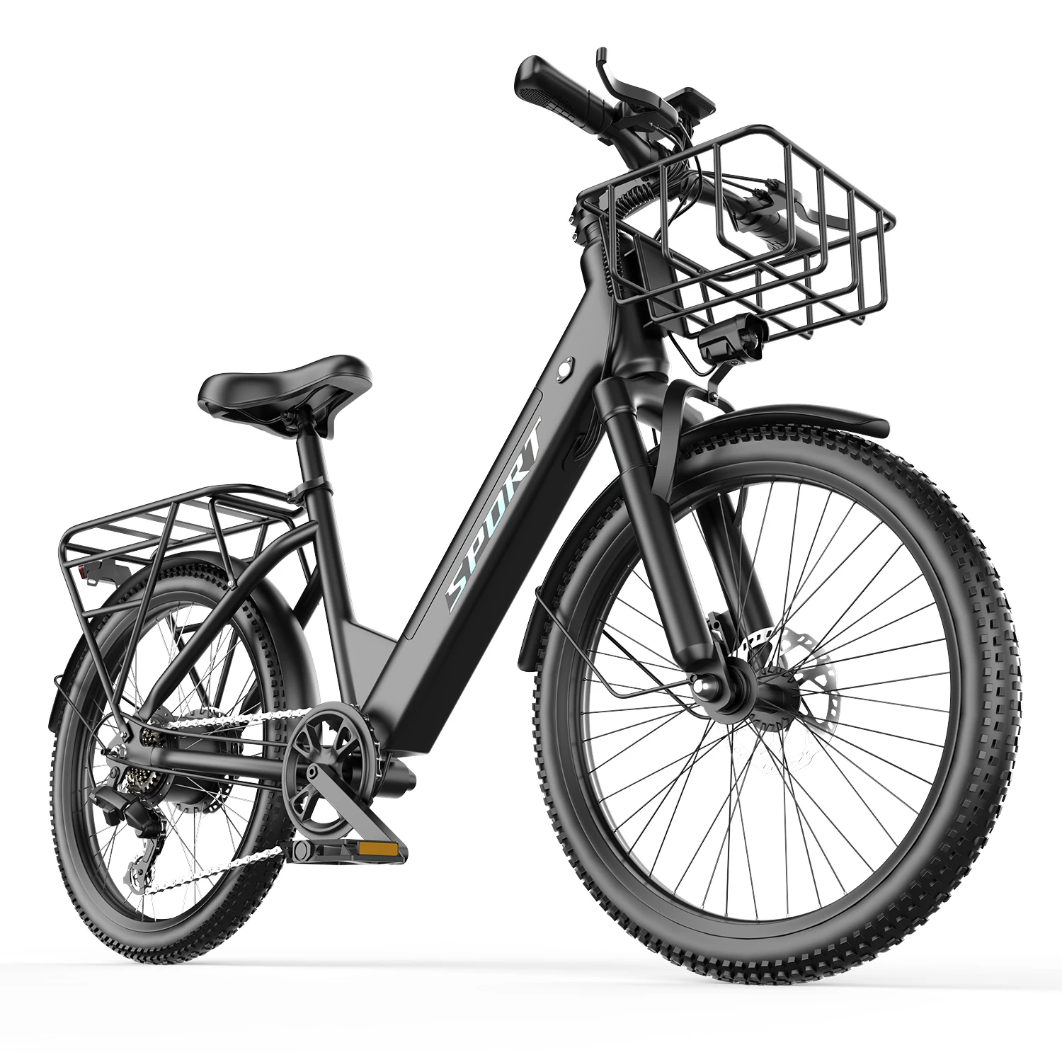 ASKGO Adult Mountain Electric Bike, 1500W Peak Power E-Bike with Front Basket, 48V 10.4Ah Removable Battery, 25MPH Top Speed, 50 Miles Range, Dual Mechanical Disc Brakes, 7-Speed Shift, UL2849 Certified