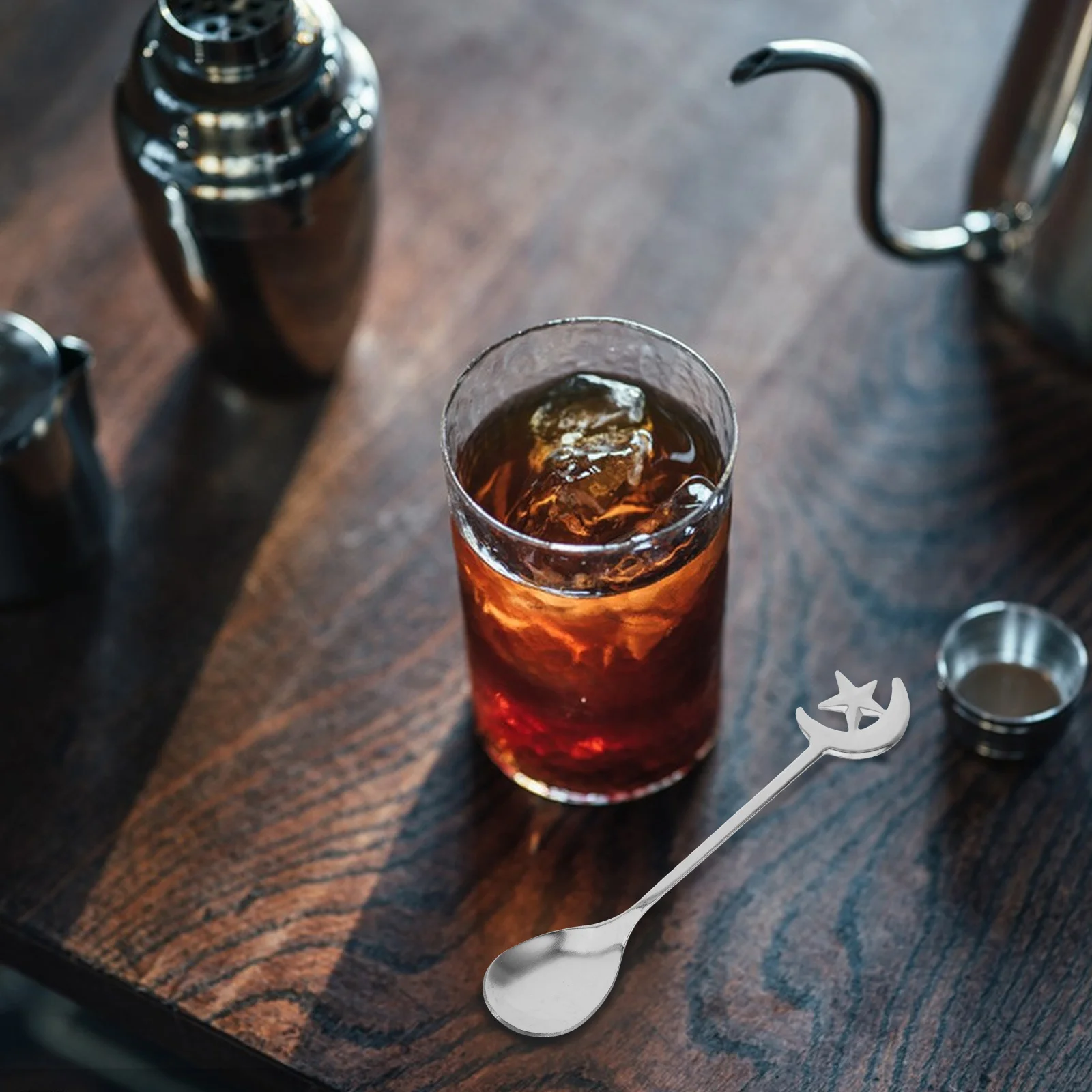 

6Pcs Coffee Spoons Stainless Steel Star Moon Mini Teaspoons Stirring Dessert Espresso Tea Party Spoons Cake Spoon