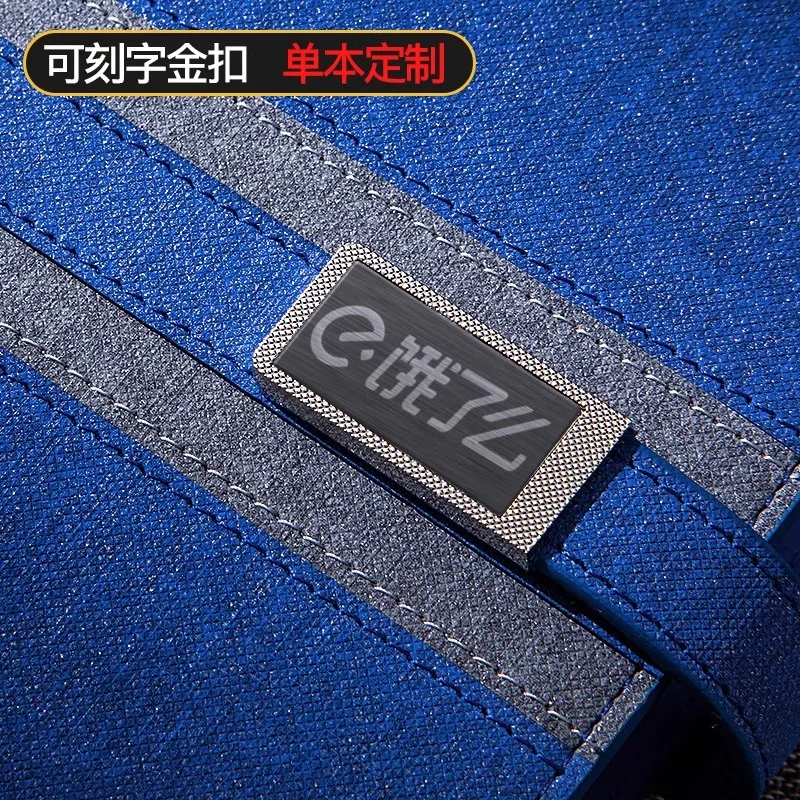 PU Leather A5 6 Hole Loose Leaf Binder Notebook 96 Sheets Business Meeting Planner with Detachable Pages Pen Holder and Custom