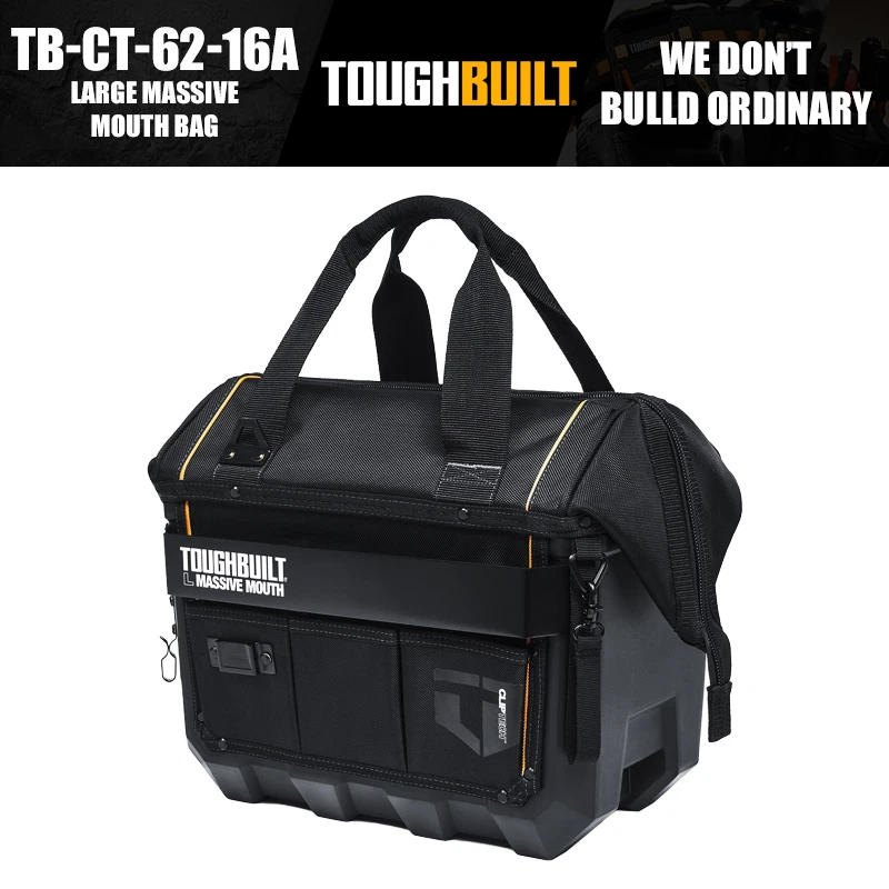 TOUGHBUILT TB-CT-62-12/TB-CT-62-16A/TB-CT-62-20 Medium/Large/X-Large Big Mouth Waterproof Hard-Bottom Tool Bag 12/16/20 inch