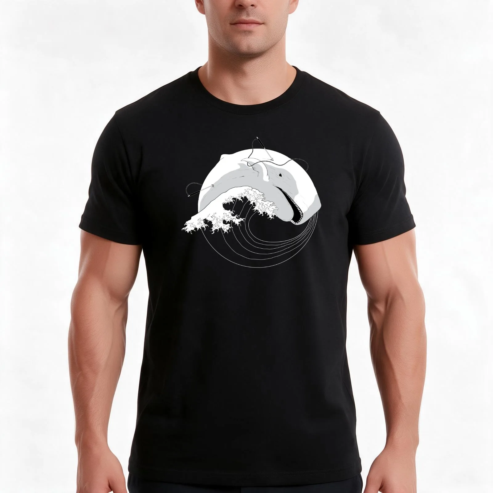 Moby Dick T-Shirt, Summer Casual Cotton Tee, Oversized Streetwear Tops, Vintage Graphic Print, Loose Fit Short Sleeve
