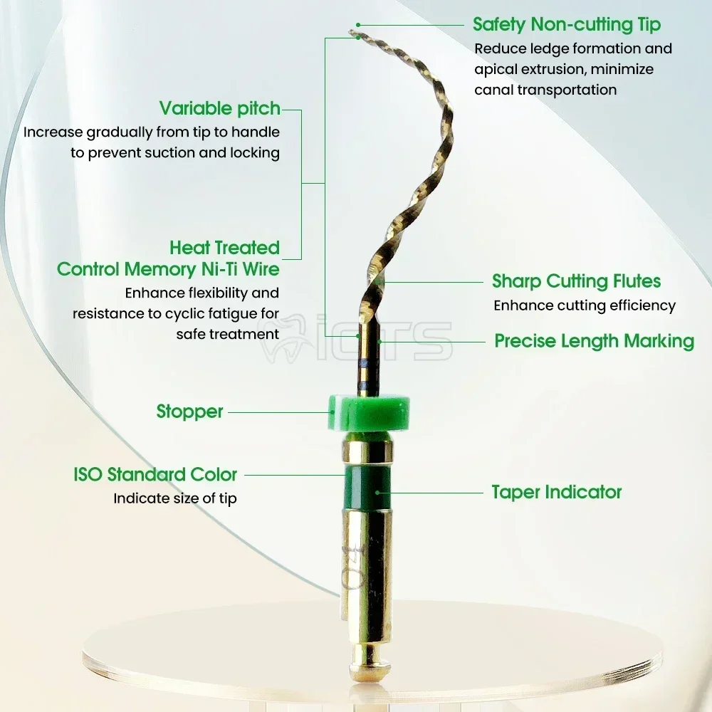 5 коробок, Шпилька с золотым переменным шагом, безопасный нережущий наконечник из сплава NiTi, сложные каналы, превосходный дизайн лезвия, гладкие проходы