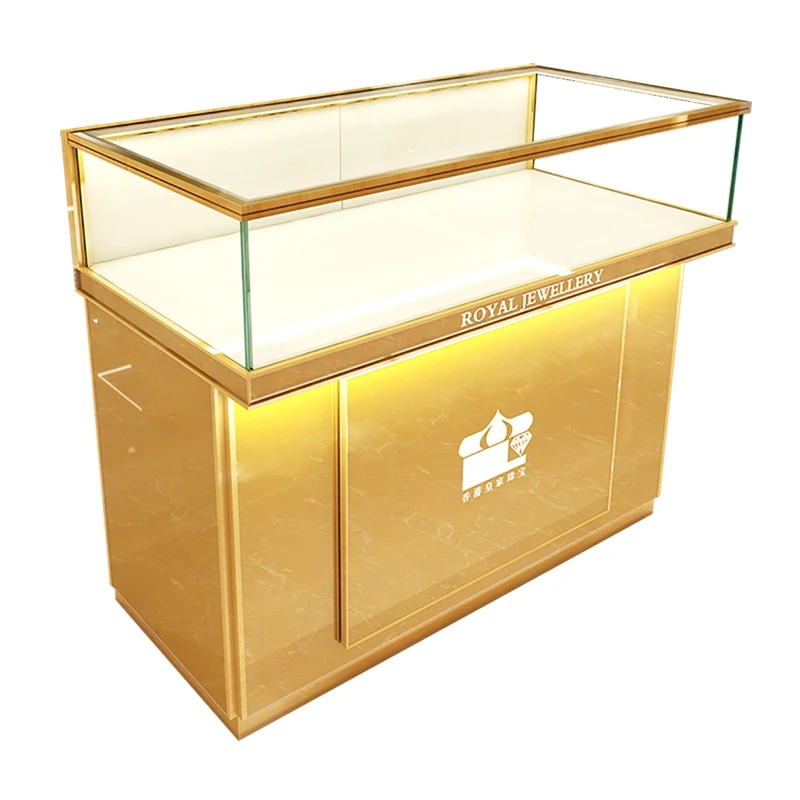 customized.Jewellery Counter Cabinet Metal Frame Drawer Streamline Retail Store Glass Jewelry Display Showcase Luxury