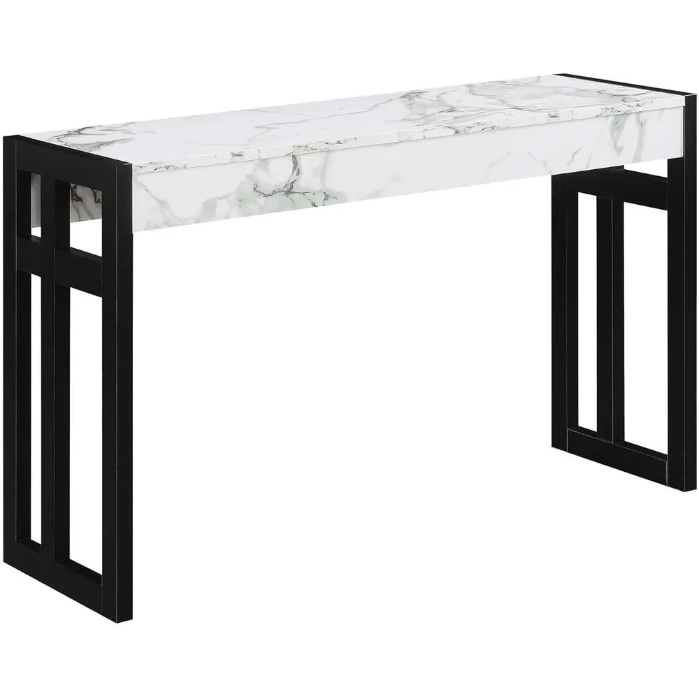 

Современный белый мраморный приставной столик 49,5 дюйма с полкой для хранения для гостиной, прихожей или коридора