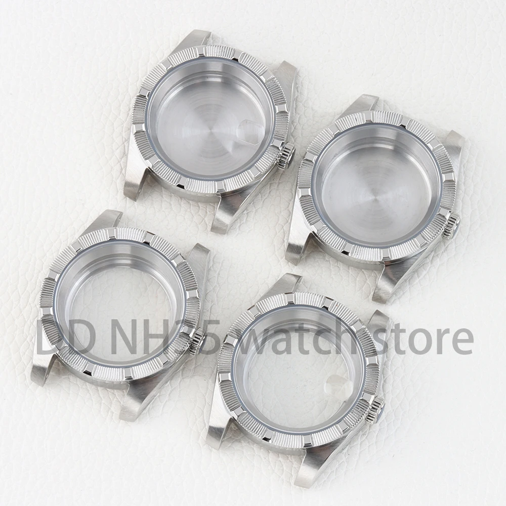 39mm NH35 Watch Case Sapphire Glass Striped Bezel Stainless Steel For seiko NH35 NH36 Movement 28.5mm Dial Waterproof Case Parts