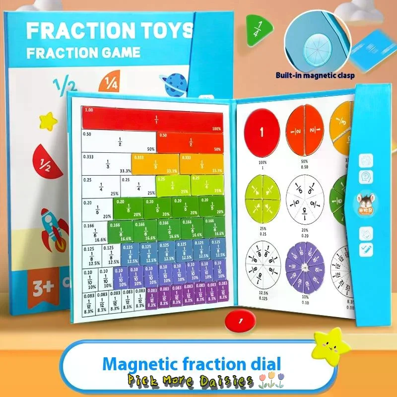 Kids Magnetic Fraction Tiles And Circles Set - Math Manipulatives Educational Puzzle Toy for Elementary Learning Fractions