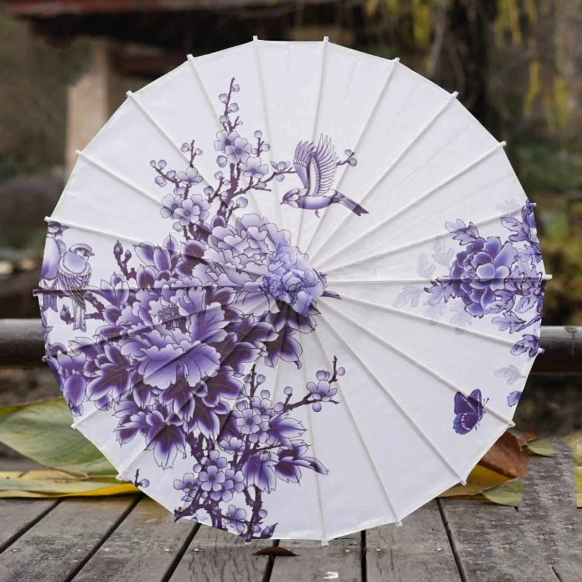 Ancient Lotus Flower Umbrella for Women Hanfu Antique Oil Paper Umbrella Photography Props Dance Performance Parasol