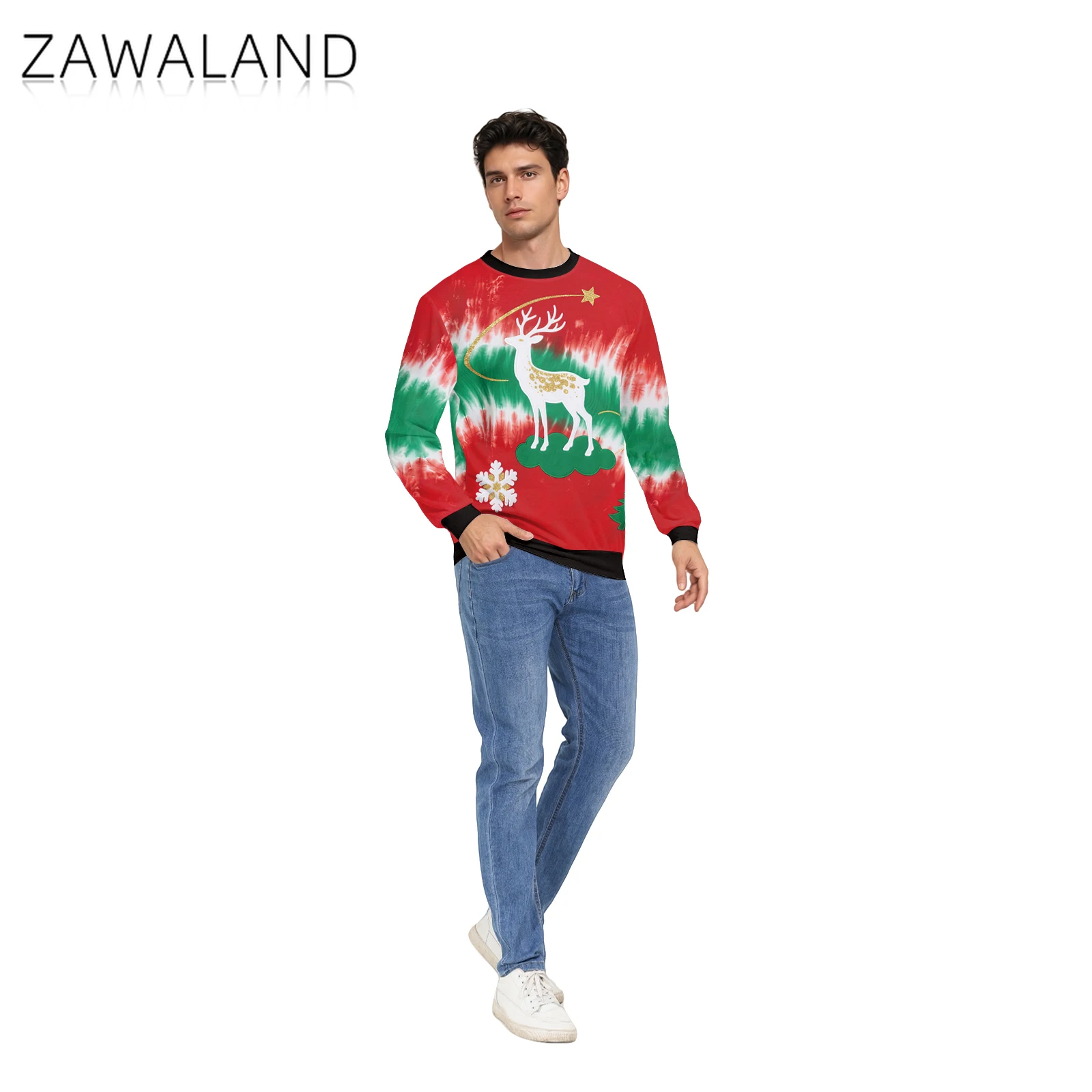 Kaus Natal Jelek untuk Wanita Pria Pasangan Pohon Natal Rusa Santa Pullover Grafis Festival Musim Gugur Musim Dingin Kostum Pesta Cosplay