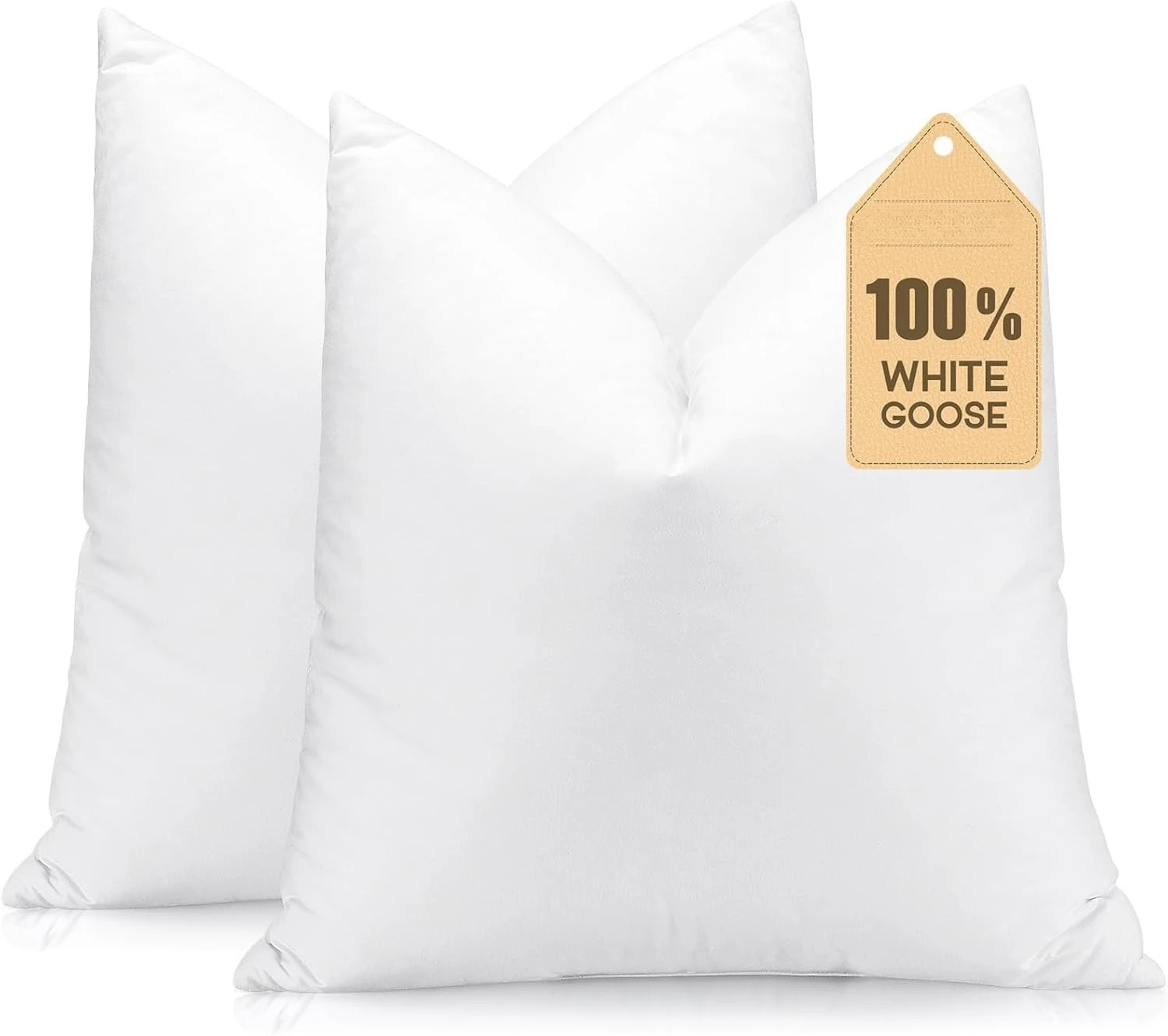 

Set of 2 Down and Feather Throw Pillow Inserts 28x28 Soft Fluffy Pillow Inserts with 100% Down-Proof Cotton Cover, Decora