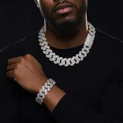 Hip Hop Jewelry High Quality 6 Rows CZ Necklace 25mm Cuban Link Chain Bling Big Heavy Iced Out Chain Necklace For Men