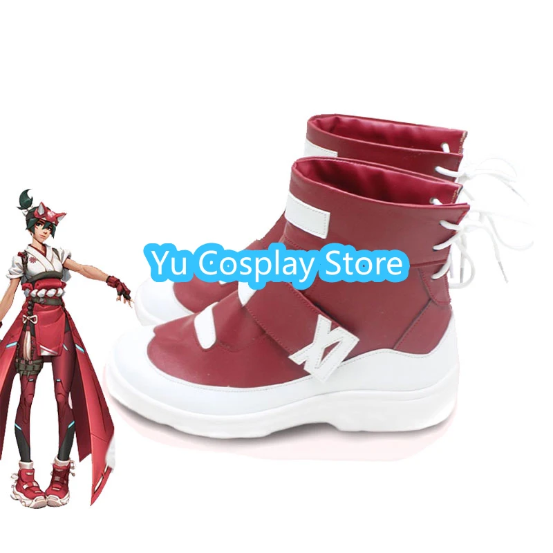 Spiel ow Kiriko Cosplay Schuhe Pu Lederschuhe Halloween Karneval Stiefel Cosplay Requisite nach Maß