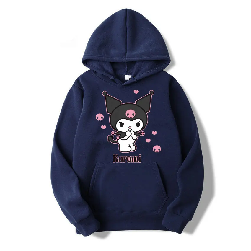 Sanrio Kuromi Anime Hearts & Skulls Unisex Hoodie Cartoon Fashion Couple Oversized Sweatshirt Tops Spring Autumn Pullover