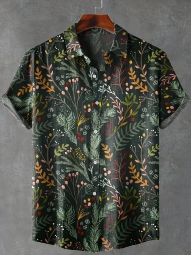 

Pattern 3D printed top, summer casual holiday shirt, button up collar, short sleeved shirt