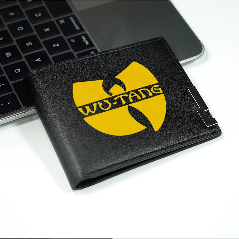 Portfel męski WU TANG LOGO ze skóry PU, krótki, w stylu biznesowym, lekki, wytrzymały, do codziennego użytku, modny dodatek.