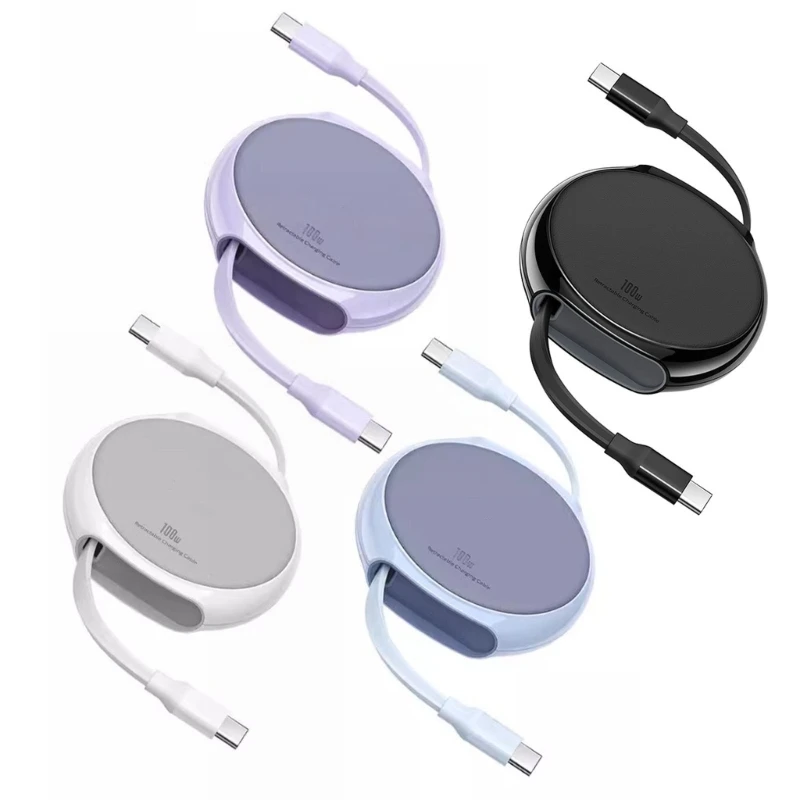 

Выдвижной кабель USB C, PD100W USB C — USB C Шнур для быстрой зарядки DataSync Кабель зарядного устройства типа C для телефонов