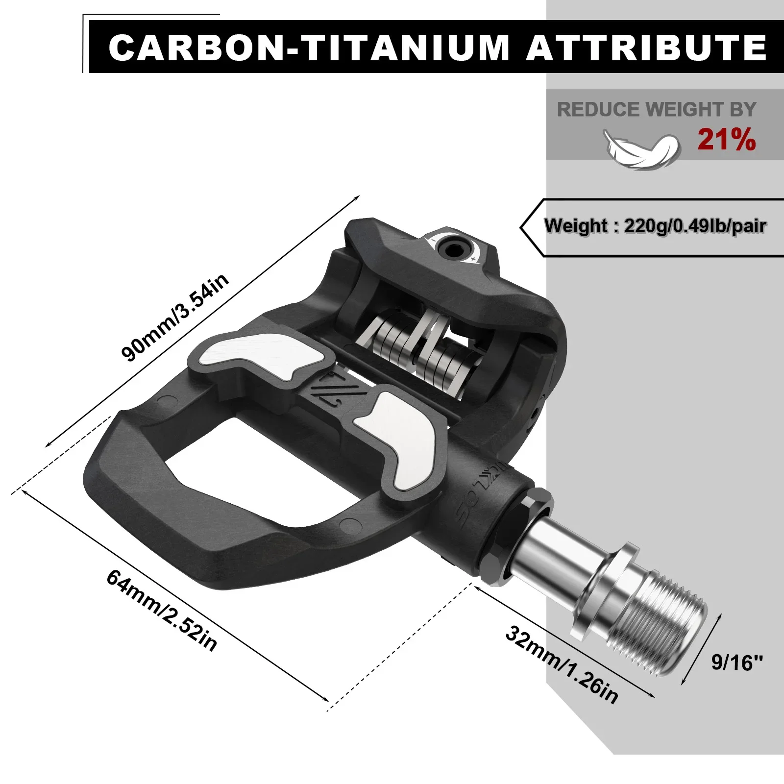 BUCKLOS Road Bike Pedals for LOOK KEO Carbon Titanium Pedal Self-Locking Bicycle Clipless Pedals Ultra Light Cycling Footrest