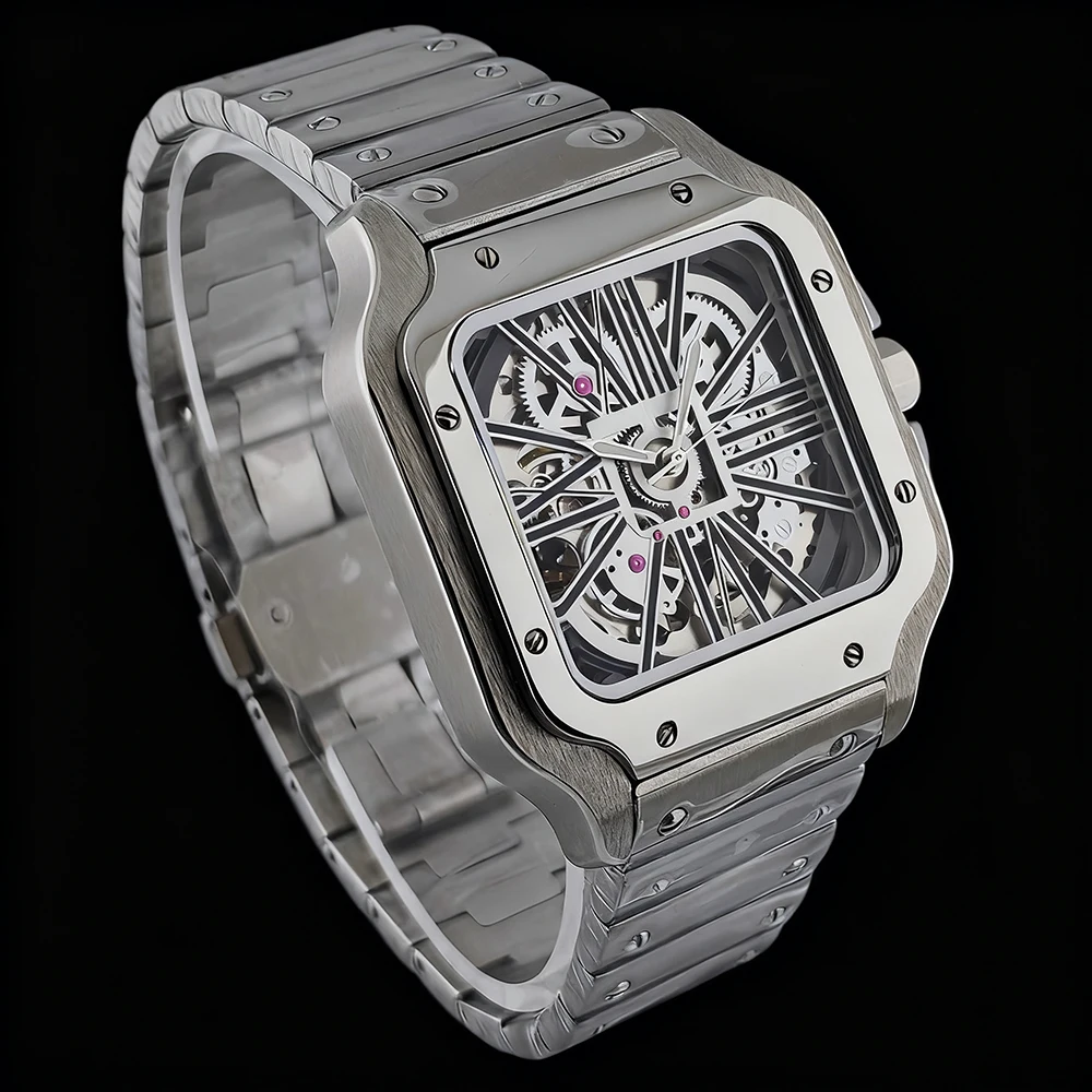 Nuovo orologio Santos NH70 Orologio in acciaio inossidabile da 38 mm Orologio da uomo con logo personalizzato adatto per orologio con movimento NH70