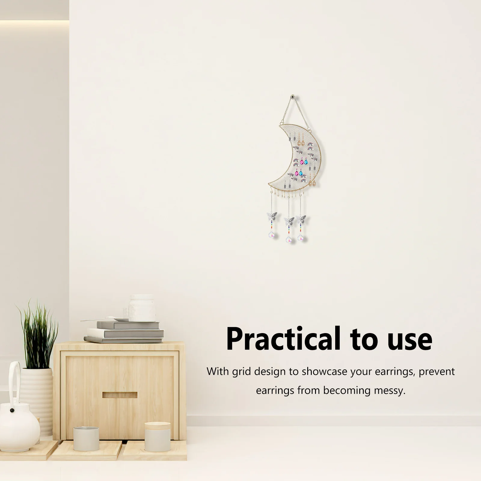 

Настенный органайзер для ювелирных изделий Moon, висячие серьги, ожерелье, дисплей, металлический держатель, настенный органайзер для ювелирных изделий, стеллаж для хранения сережек