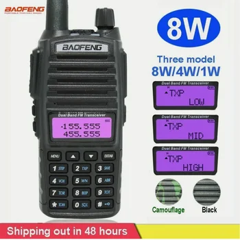 BaoFeng UV-82 8W วิทยุสองทางแบบ Dual Band 136-174MHz VHF และ 400-520MHz UHF (สีดํา)