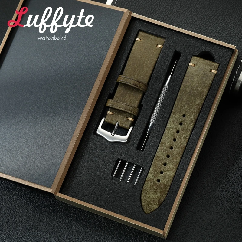 

Women Men Vintage Watch Band 20mm 22mm Universal Bracelet Black Green Blue Coffee Green Wrist Belt Replacement Wristband