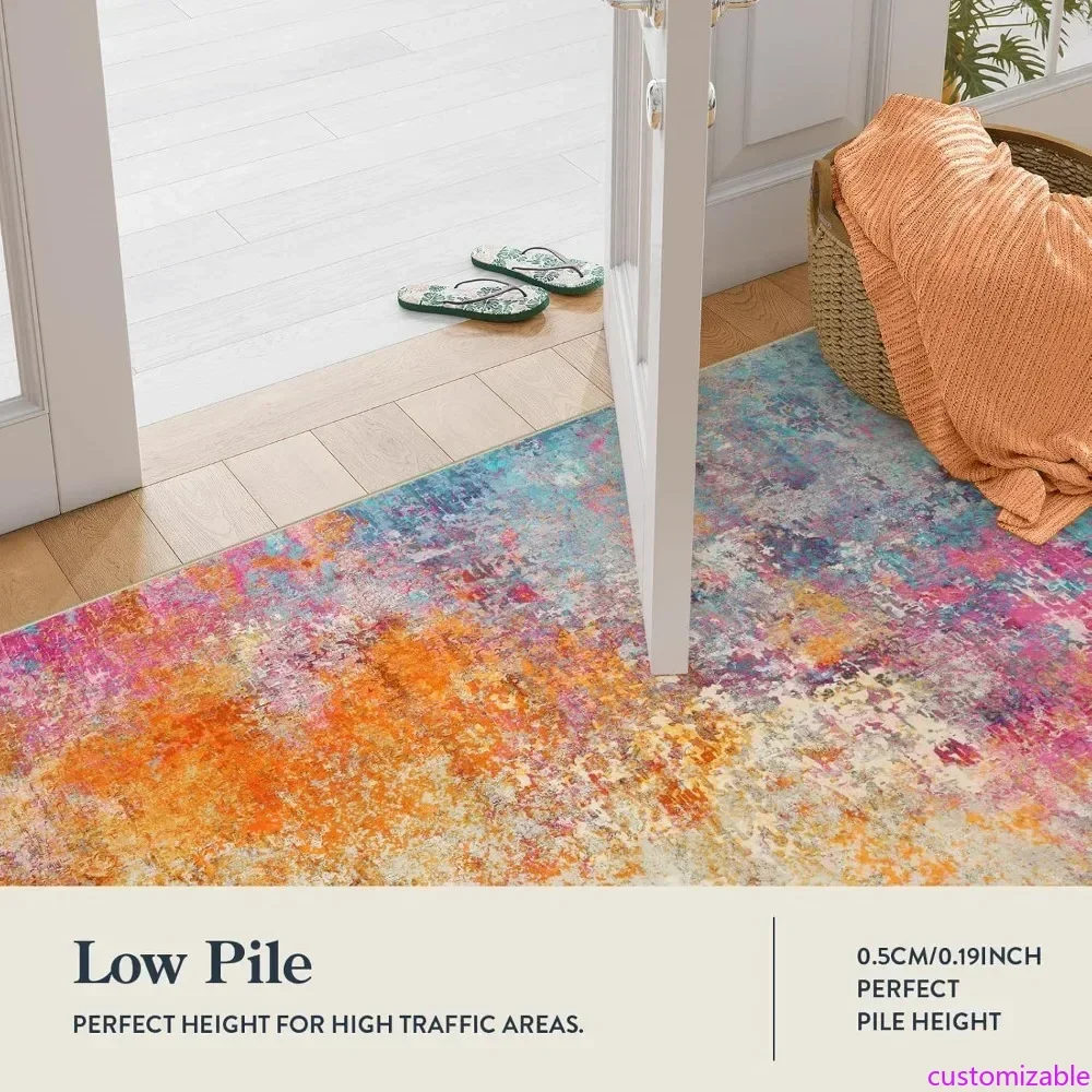 Modern Abstract Area Rugs 9x12 Living Room Rug Non Slip, Washable Colorful 9x12 Area Rug for Bedroom Girls Nursery, Soft Large