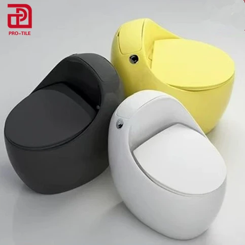 

China Custom Color Egg Shape Hotel Bathroom Sanitary Ware Blue Round Floor Mounted One Piece Ceramic Toilet Bowl WC