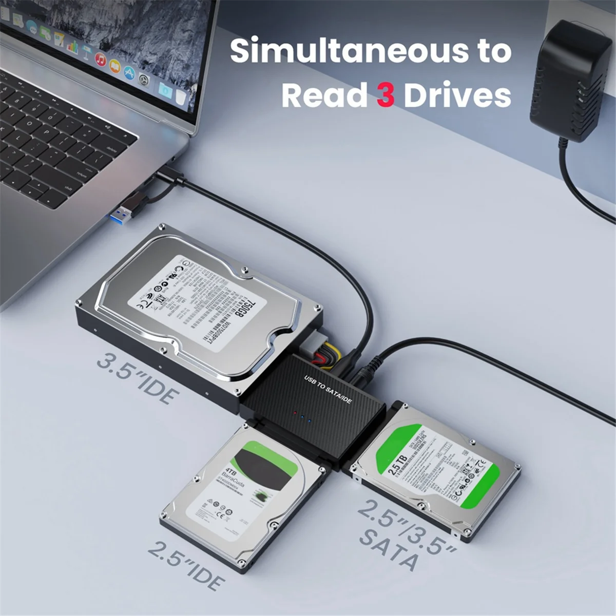 USB3.0 Hard Disk Adapter USB3.0 to SATA IDE Easy Drive Cable 2.5-Inch 3.5 Adapter Cable US-Plug