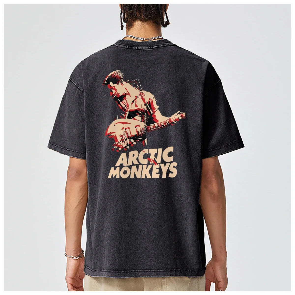 Hiphop Rapper Retro Rock Arctic Monkeys Music Album Graphic Oversized ins mens t-shirt Fashion Casual Vintage Washed Cotton Tees