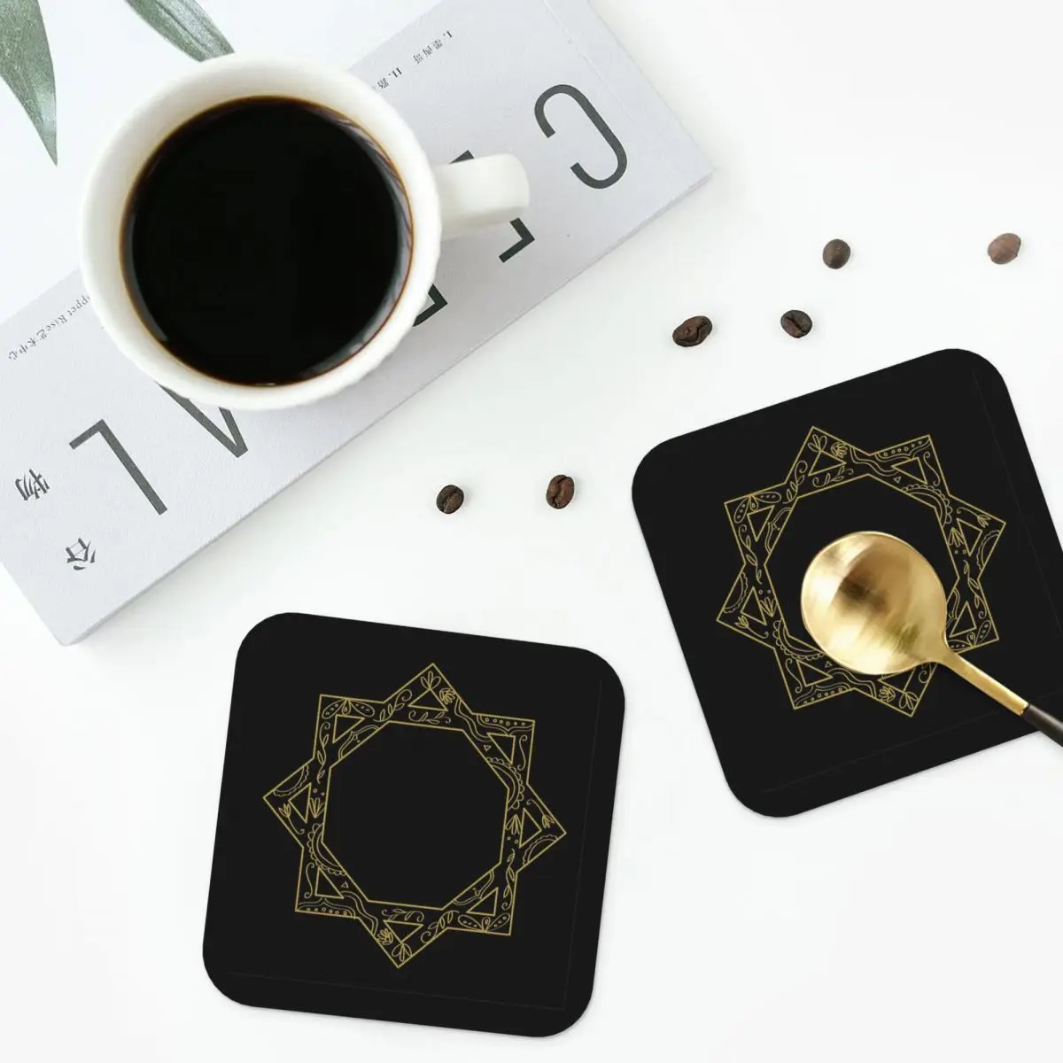 Ramadan-Eid-Mubarak Coasters Kitchen Placemats Non-slip Insulation Cup Coffee Mats For Decor Home Tableware Pads Set of 4