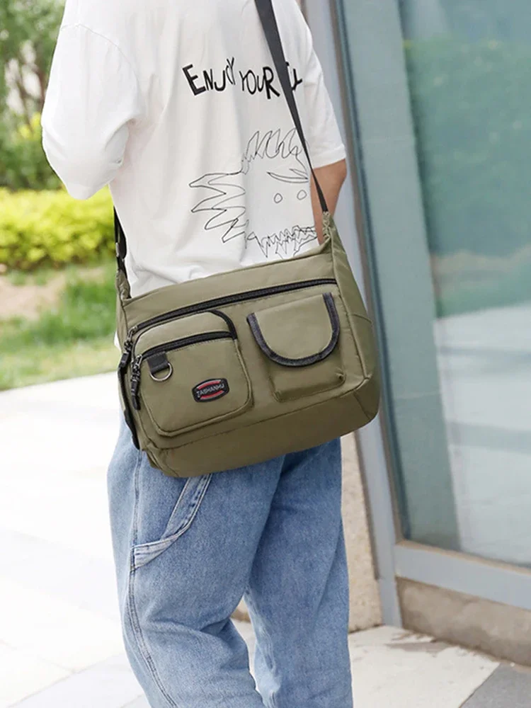 Waterproof Shoulder Bag Crossbody Bag for Men Lightweight Casual Multi-layer Shoulder Handbag Purse Bookbag